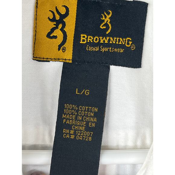 Browning Men's long sleeve button down shirt in white, size L - Picture 2 of 10